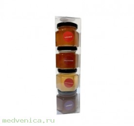 Набор подарочный (4 вида мёда в прозрачной коробке) 