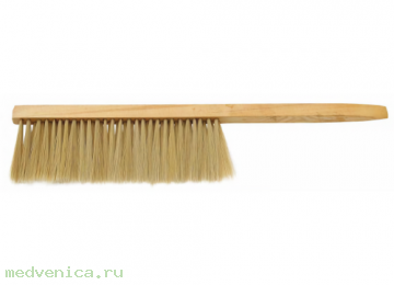 Щётка-сметка (натуральная щетина, 2 рядная) деревянная ручка