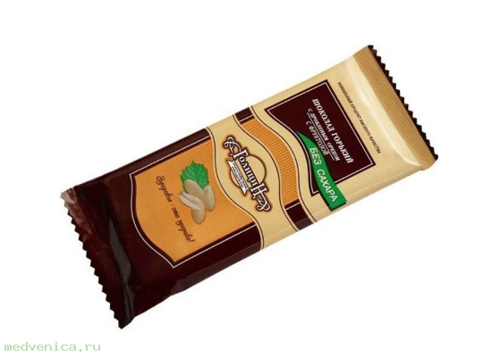 Шоколад Голицин горький с добавл орехом на фруктозе, 60 гр.
