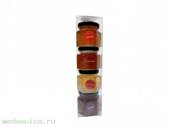 Набор подарочный (4 вида мёда в прозрачной коробке) 